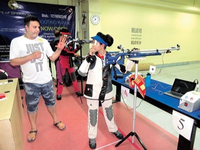 Mehuli ghosh Attending training with Joydeep Karmakar in academy