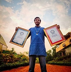 Prithveesh K Bhat with with Guinness World Records Certificates