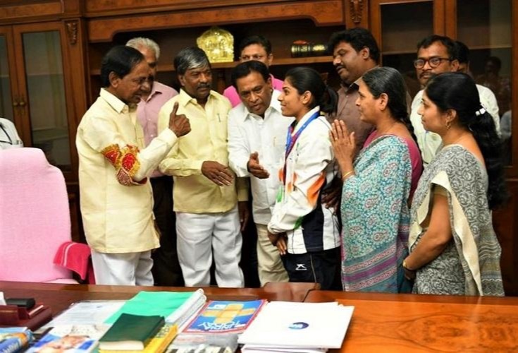 The Chief Minister of Telangana accoladed her with a cash award of Rs.2 crore to Aruna Bubba Reddy After her Win 