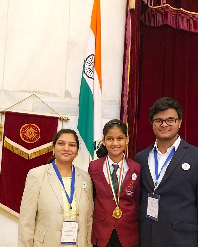 Sharanya parents Mr M.S.N.Raju and Mrs M.Swati and her elder brother M.Rohit Varma was invited by the Prime Minister