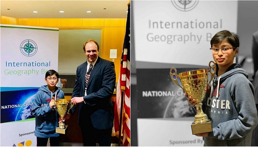 Samvrit rao Won the international Geography Bee trophy for 2019