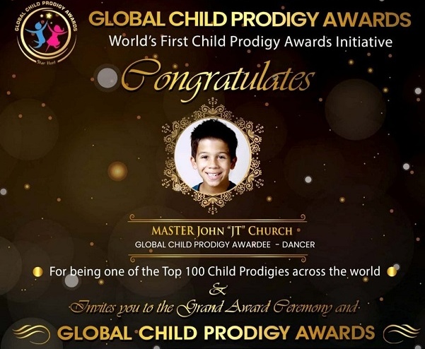 Church received the Global Child Prodigy Award in January 2020 for his outstanding dancing skills