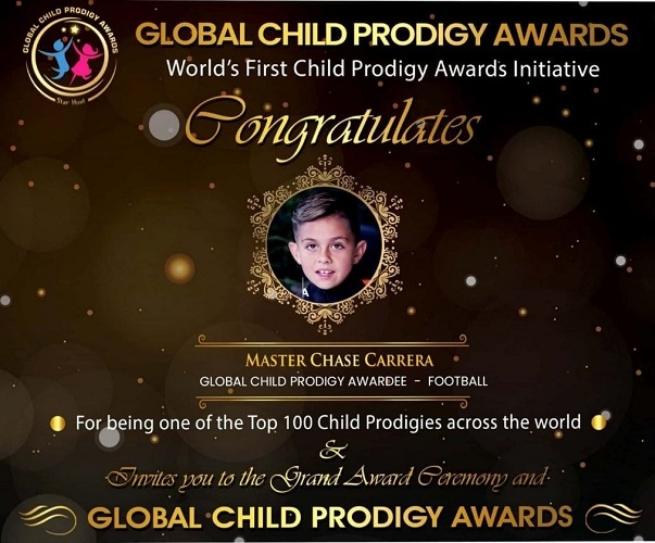 Chase Carrera won Global Child Prodigy Award 2020