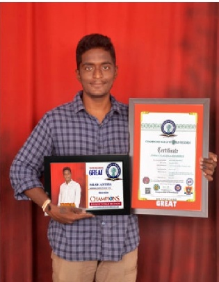 Aditya Paladi found a place in Champions Book of World Records for carving the great Indian tricolour with a height of 4mm and width 3mm on a toothpick