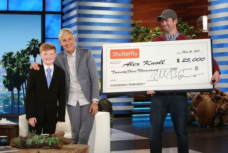 Ellen DeGeneres Impressed by his model, he was given a check of $25,000