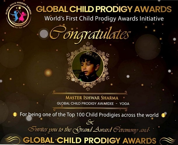 Ishwar Sharma was awarded the Global Child Prodigy Award in the year 2020