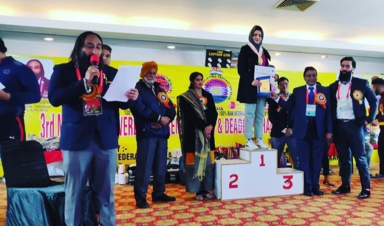 Arifa bagged gold medal by lifting 100 kg weight at 3rd National Powerlifting Championship held at Karnal, Haryana