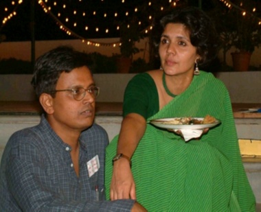 Renowned journalist Dilip D’Souza and his wife Vibha Kamat, who helped Amin with the editing