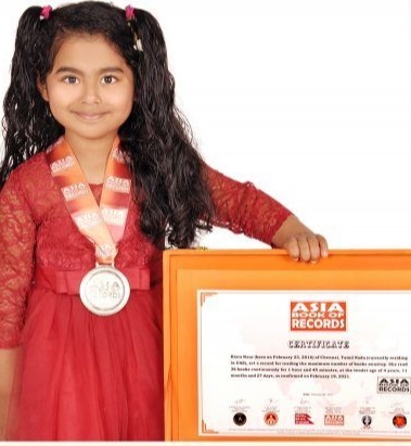 According to the Asia Book of Records, Kiara has set a record for reading the maximum number of books non-stop