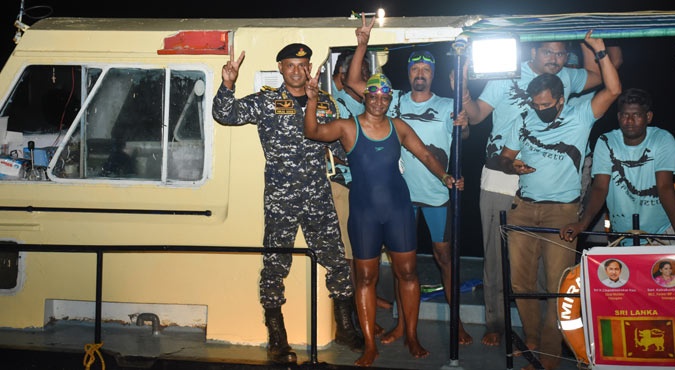 She was accompanied by a 14-member crew including a doctor and observers from the Swimming Federation of India