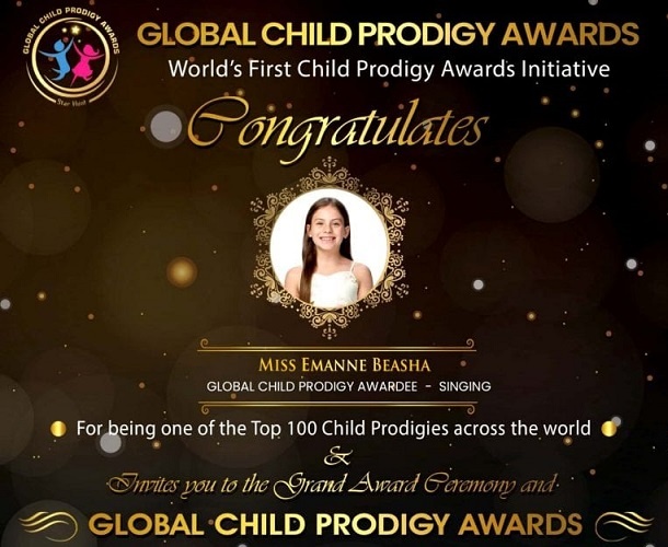 The twelve-year-old singing sensation received the Global Child Prodigy award for her flair for singing