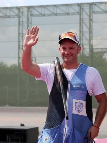 Gian Marco competed in the men's trap and the mixed trap team events at the 2020 Summer Olympics