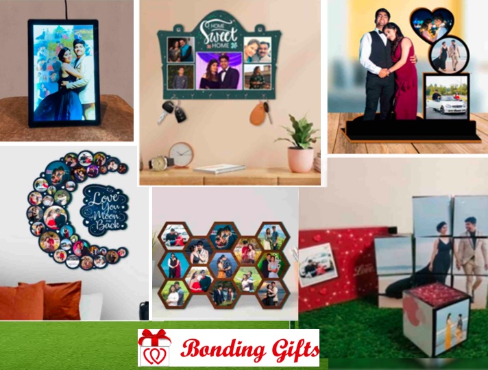 BONDING GIFTS Photo Standy Personalized Gift MDF Cutout Photo Frame Standee  Customized Gift with Your Photos | Unique Gift for Anyone | Beautiful Home  Decor Item (Wall stand with heart shape) :