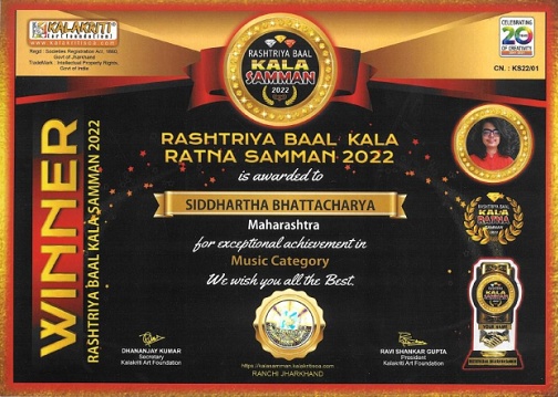 Awarded Rashtriya Baal Kala Ratna Samman 2022